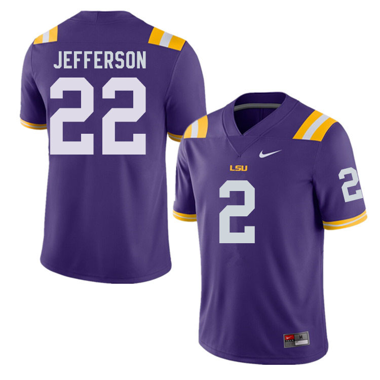 Men #2 Justin Jefferson LSU Tigers College Football Jerseys Sale-Purple - Click Image to Close